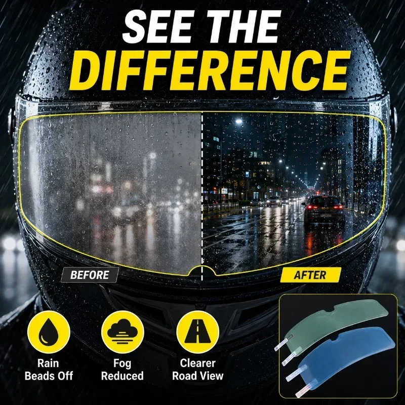 Motorcycle Helmet Clear Rainproof Anti-fog Film Safety Driving Durable Nano Coating Sticker Film Helmet Accessories Universal