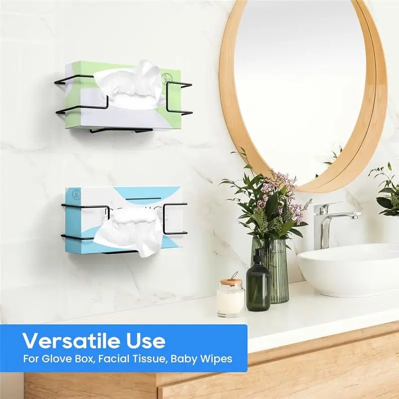HITL Glove Box Holder Wall Mounted Disposable Glove Dispenser, Metal Glove Rack for Rubber Glove Organizer Tissue,2pcs