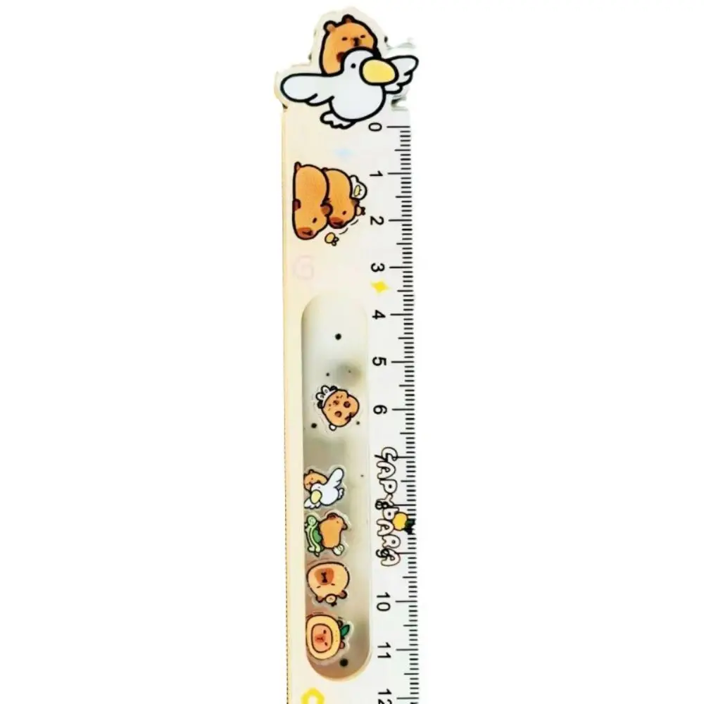 Kapibara Boring Shaking Toy Ruler Swinging Toy Cartoon Student Straight Ruler Funny Kawaii Math Drawing Ruler Award Gift