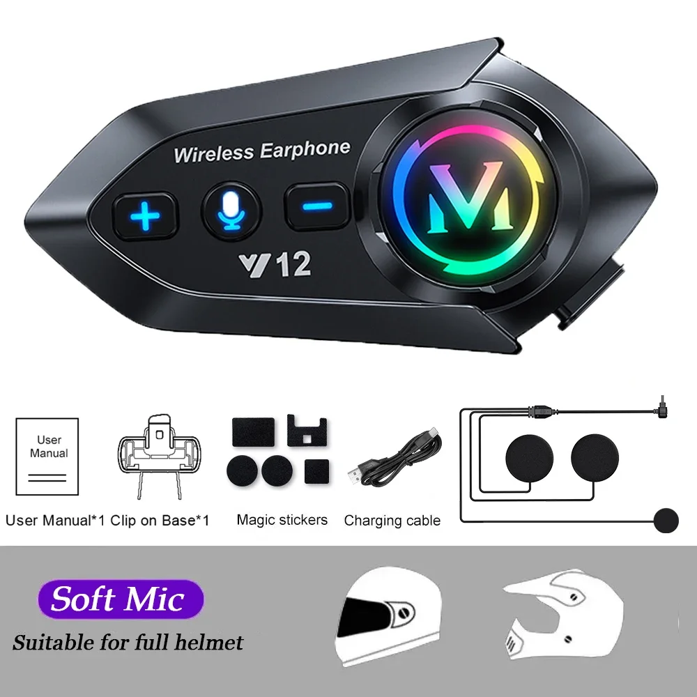 Bluetooth 5.4 Helm Headset Draadloos handsfree bellen Telefoonkit Motorfiets Waterdichte oortelefoon MP3-muziekspeler Luidspreker voor Moto