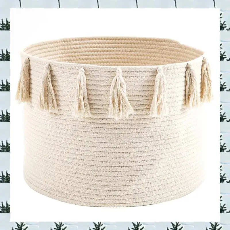 

ABLG Rope Baskets For Storage Woven Hamper Home Storage Baskets Cotton Rope Laundry Basket Medium Rope Storage Organizer