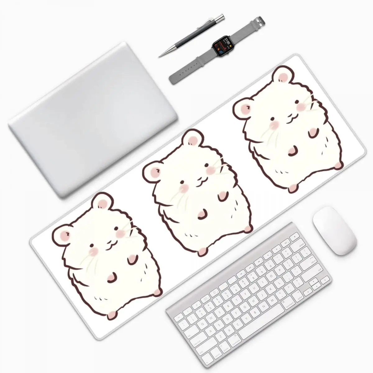 Cute Hamster Drawing Large Mouse Pad Computer Keyboard Mouse Mat Gaming PC Laptop Desk Mat Office Accessories Table Mats