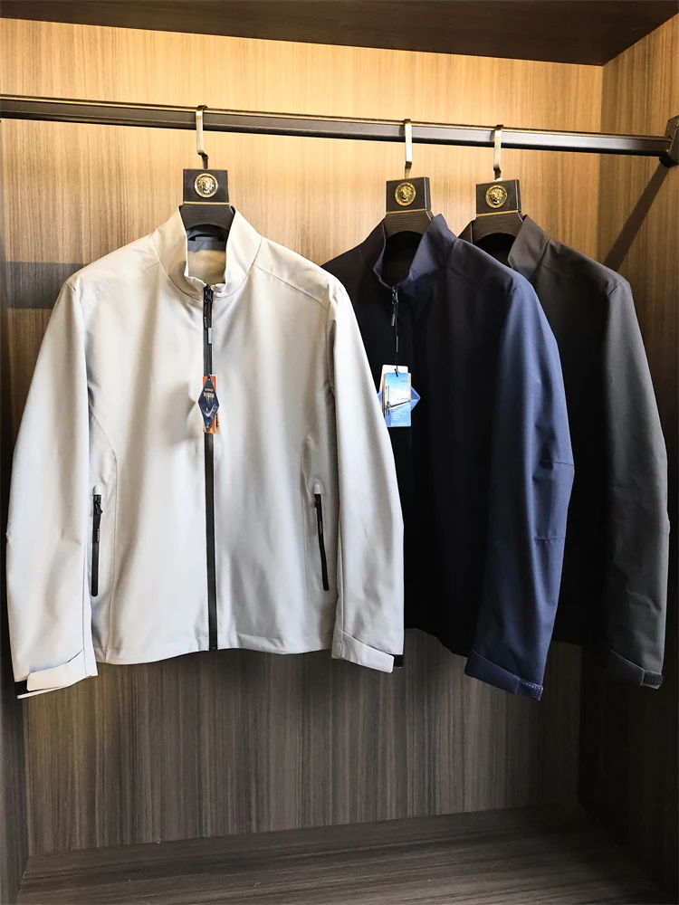 

Мужская водонепроницаемая куртка с свободным воротником-стойкой для поездок на работу на открытом воздухе, легкая деловая серия, осенняя модная городская куртка-стойка