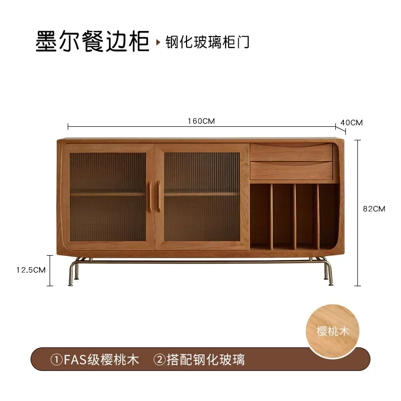 XL massief houten dressoir Japanse stijl kersenhouten meubelen Middeloude keukenopbergkast