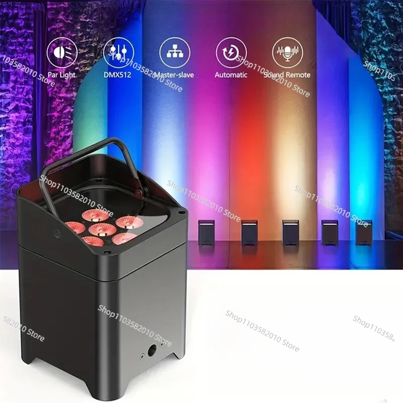 6 * 18W battery powered RGBWA  UV wireless lighting rechargeable spotlight, suitable for KTV and wedding party DJ stage