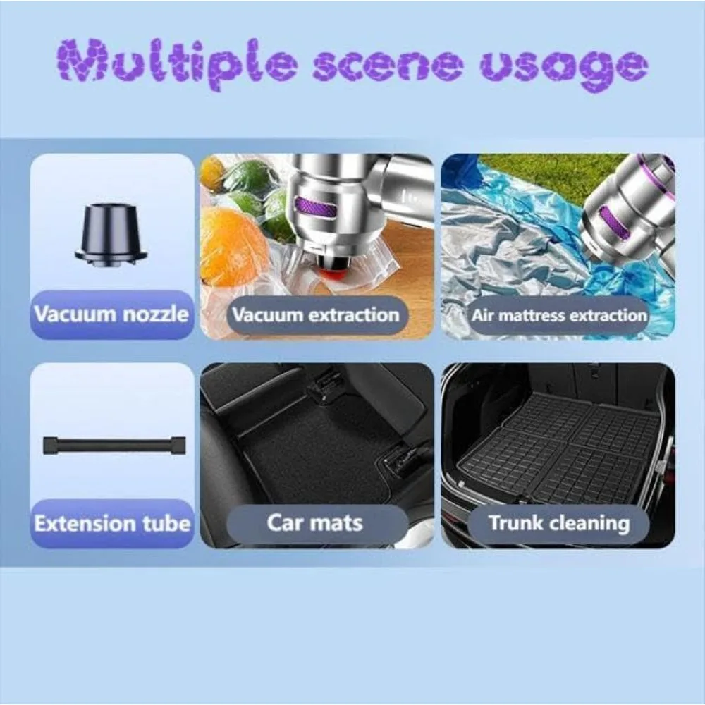 مكنسة كهربائية للسيارة متعددة الوظائف وقابلة للغسل وإعادة الاستخدام، تعرض الطاقة المتبقية، مناسبة لموديلات 2022-2024