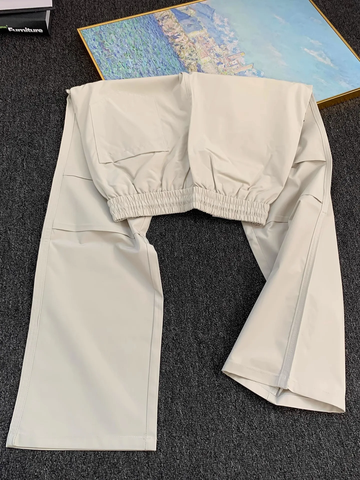 American Sle Zipper Work Pants Men Summer Thin Ice Silk Qui Dry Paratrooper Pants Loose Straight Casual Long Trousers