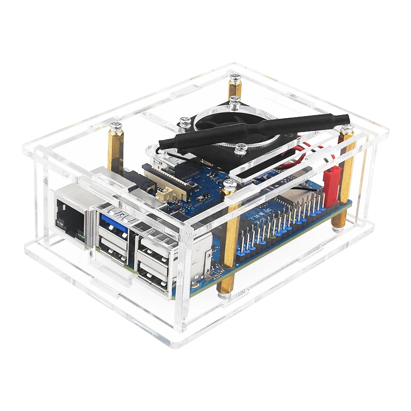 New Orange Pi 3B Acrylic Case Transparent Enclosure Active Passive Cooling Shell Optional Cooling Fan Heatsink for Orange Pi 3B