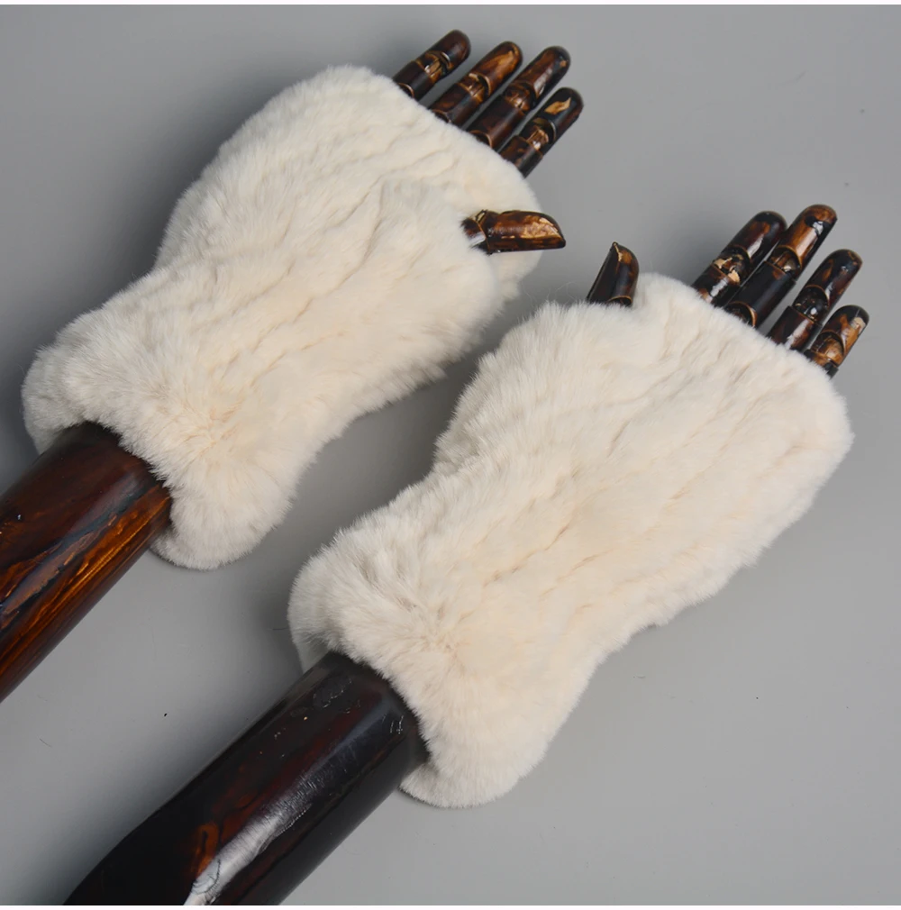 Lady Winter 100% Natural Real Rex Rabbit Fur Glove Women Soft Rex Rabbit Fur Glove Foashion Warm Knitted Genuine Fur Gloves