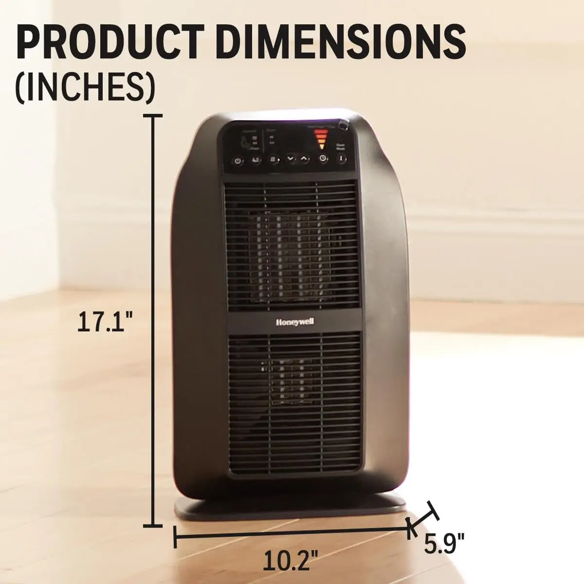HeatGenius Ceramic Heater, Black – Easy to Use Space Heater with Multi-Directional Heating, Digital Controls and Programmable