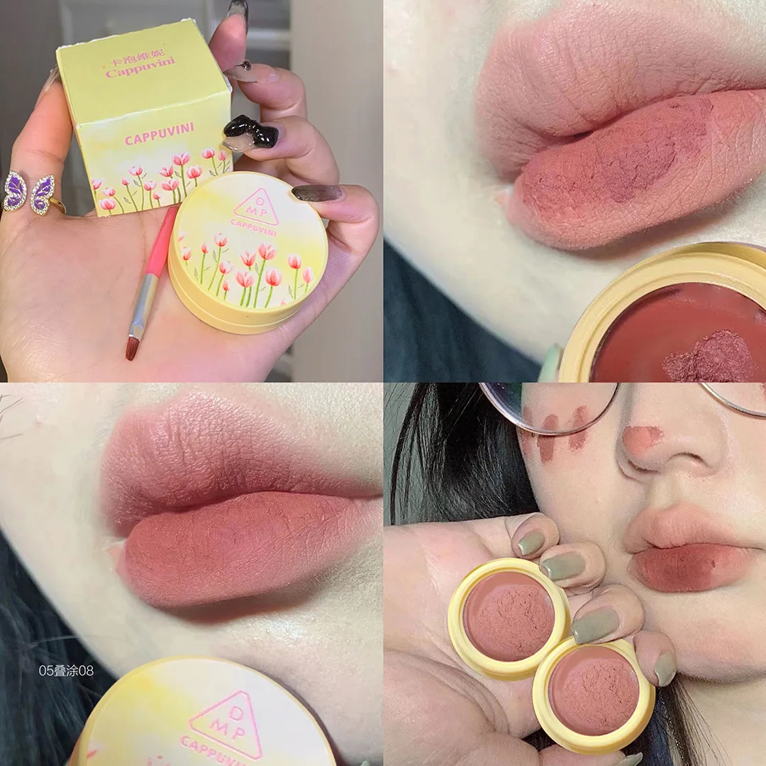 cappuvini Yellow Tank Tulips yan liao guan Lip Mud Matte Velvet Lipstick Matte Lip Glaze Lasting Female SAL99