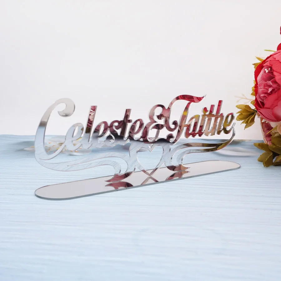 

Custom Wedding Name Signs Centrepieces Mirror Standing Tag Table Decor Personalized Party Tableshow Favors Gift