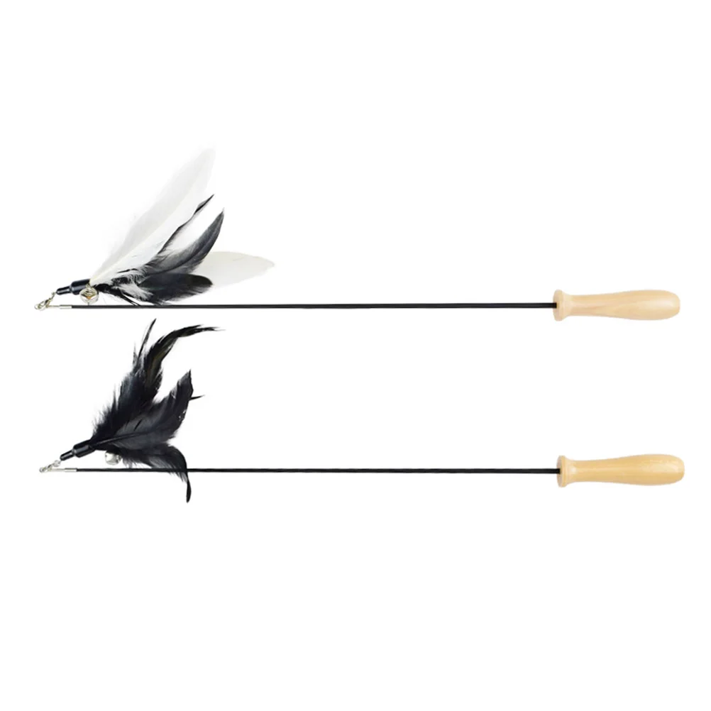 

2pcs Retractable Cat Teaser Toys Replacement Heads Kitten Sticks Interactive Plaything Wooden H Pet Exercise Fitness