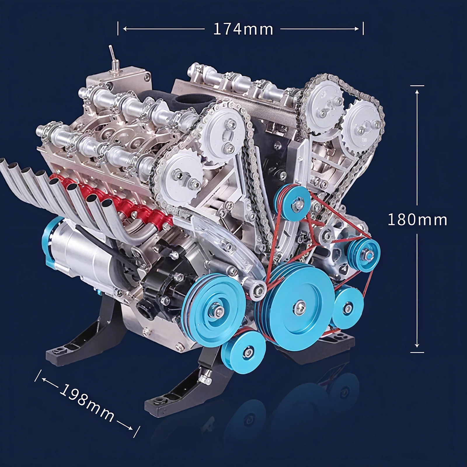 TECHING V8 Engine Model Kit 500+ Pcs Metal Mechanical Engine DIY Assembly Model Scientific Experiment Physics Model Toys