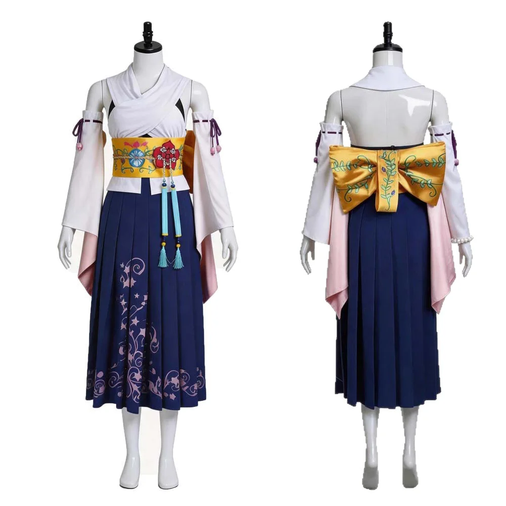 Anime Game Final Cosplay Fantasy Yuna Kimono Cloth Women Party Disguise Roleplay Female Outfits Suit Halloween Costume Carnival