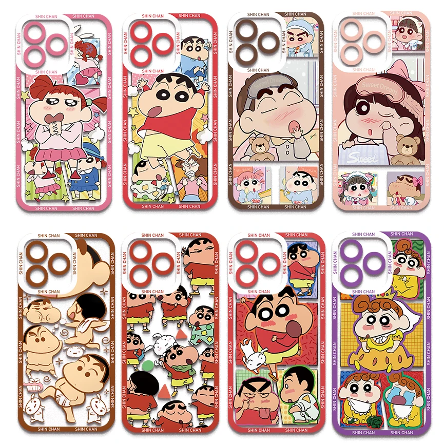 Anime Crayons Shins-chans Phone Case For Samsung S24 S23 S22 S21 S20 S10 FE Note20 Note10 Plus Ultra Lite 5G Clear TPU Cover