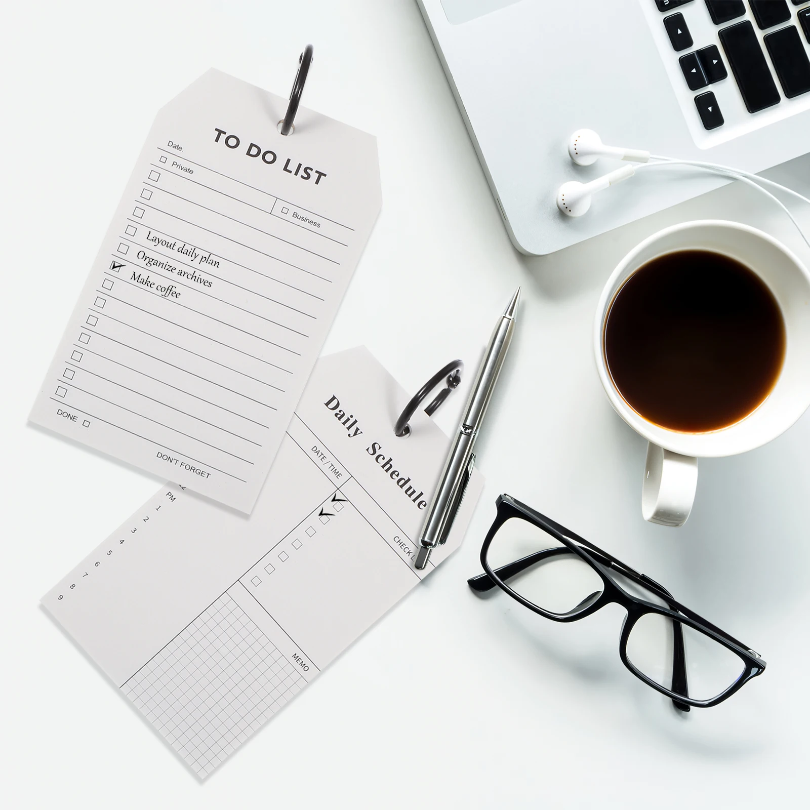 4Packs RingBound Daily Planner Notepad Thick Paper Smooth Writing Detachable Metal Ring Task List Pads Multifunction Schedule