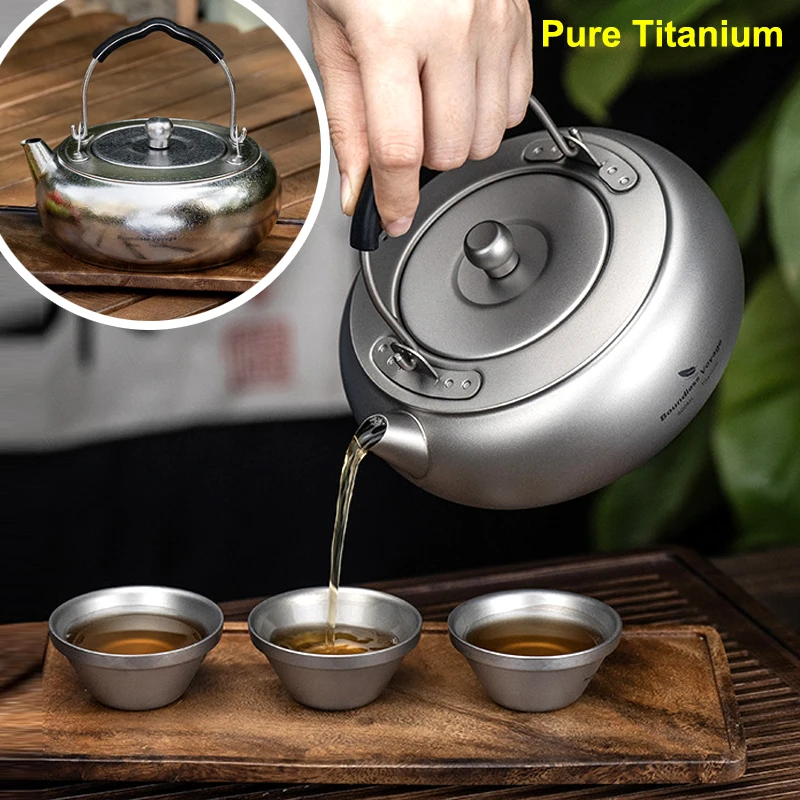 

Pure Titanium Kettle, Heat-Resistant Silicone Handle 600ml, Outdoor Camping, Travel Home Use, Boiling Water/Coffee Pot, Tea Cup