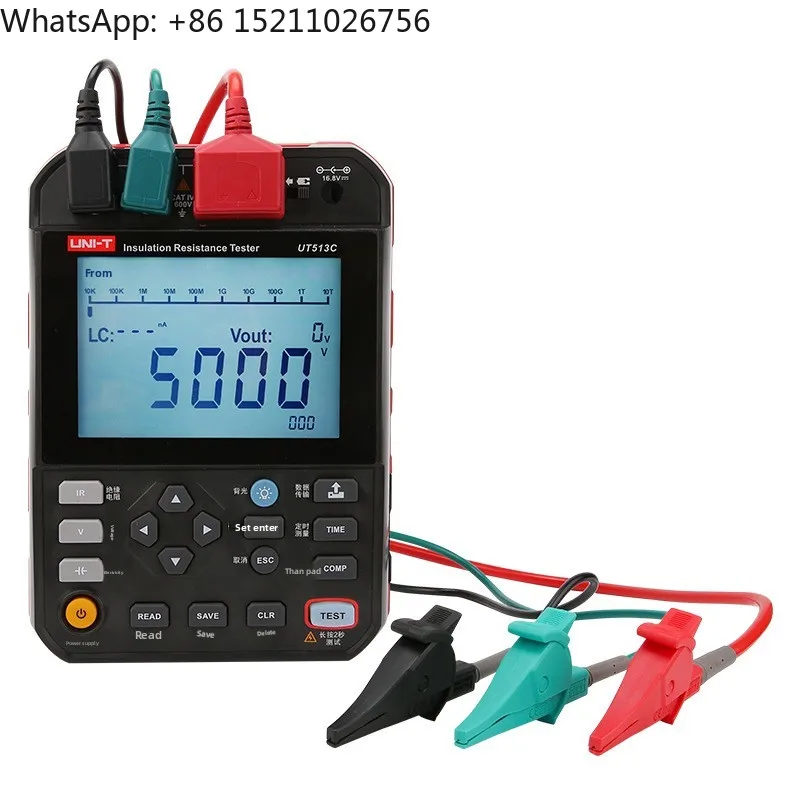 - Industrial Products UT513C Digital High-Voltage High Accuracy Insulation Resistance Tester 5kV Cable and Motor Tester