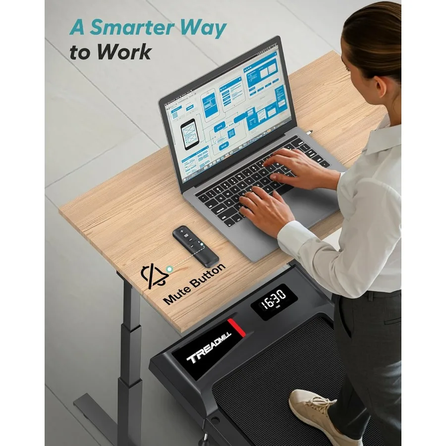 جهاز مشي أوتوماتيكي قابل للطي مع 10 مائل للاستخدام في المكتب المنزلي، قدرة شديدة التحمل بسعة 400 رطل، تصميم مكتبي هادئ لتوفير المساحة #5