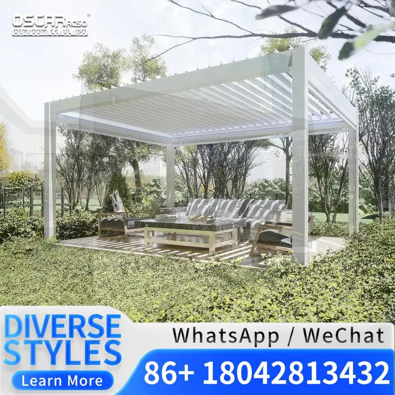 3x3 3x4 4x4 6x4m Outdoor Aluminum Motorized Awning  with PC Sail Remote Control for Patio Garden Backyard Pergola