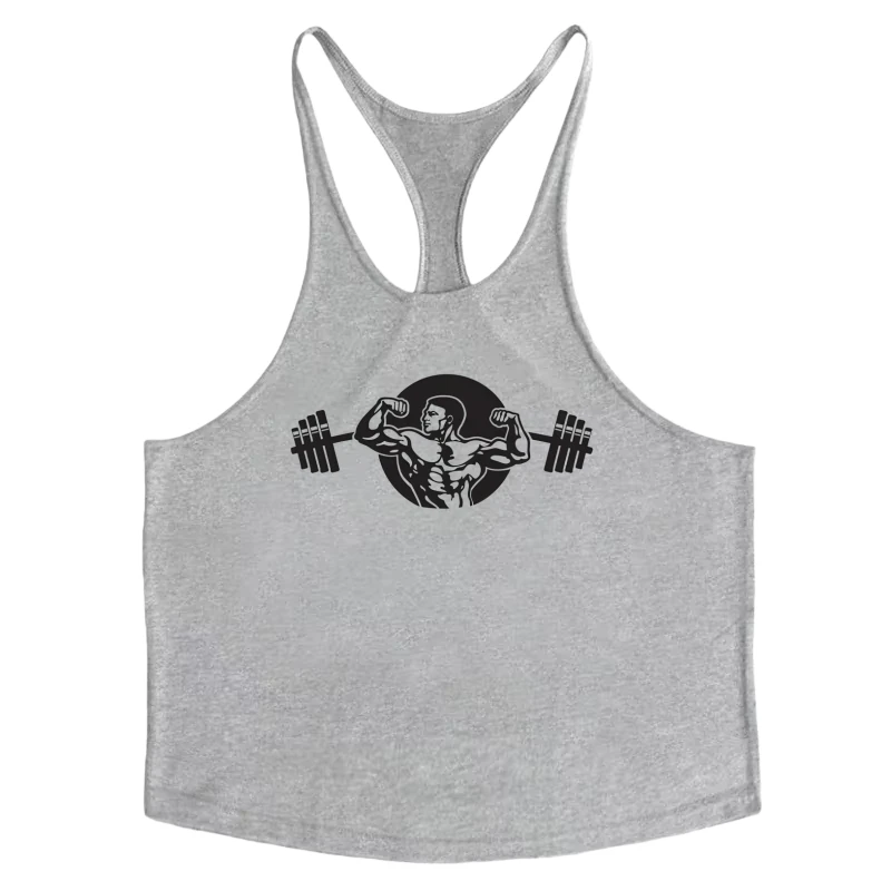 Tanque de musculação masculino, camisa de ginástica de algodão de secagem rápida com costas em Y, colete sem mangas respirável, equipamento de treino de fitness durável