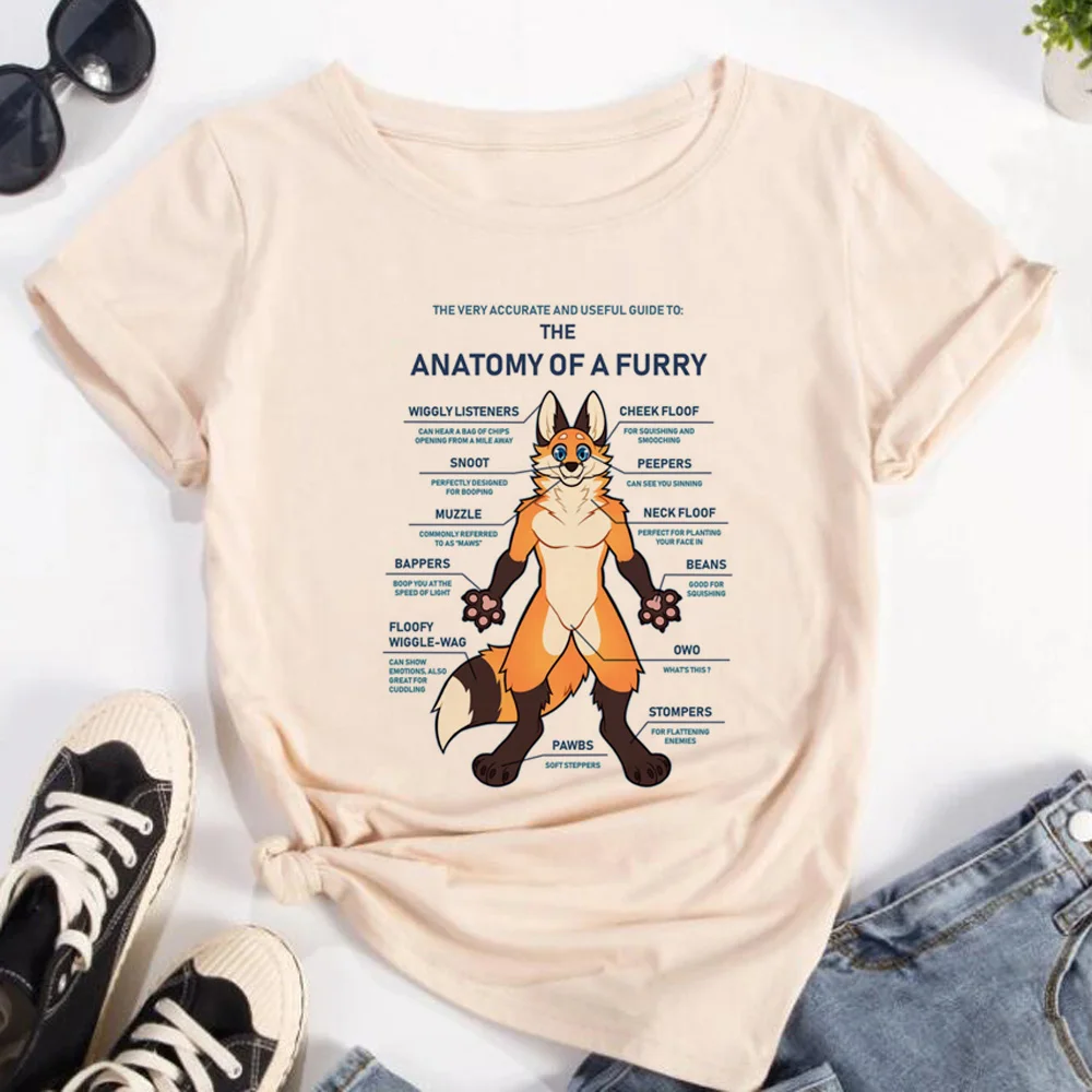 Furry Tee women Y2K t-shirts female Japanese graphic funny clothing