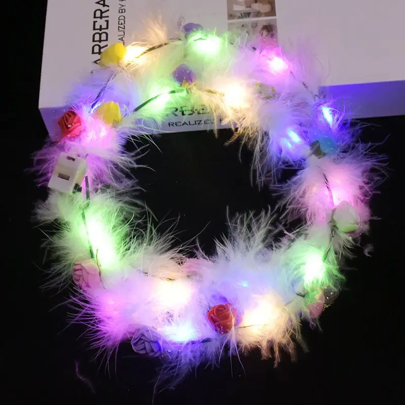 LED Flower Crown High Quanlity Flower Wreath Luminous Lace Headband Birthday Party Wedding Christmas Decoration