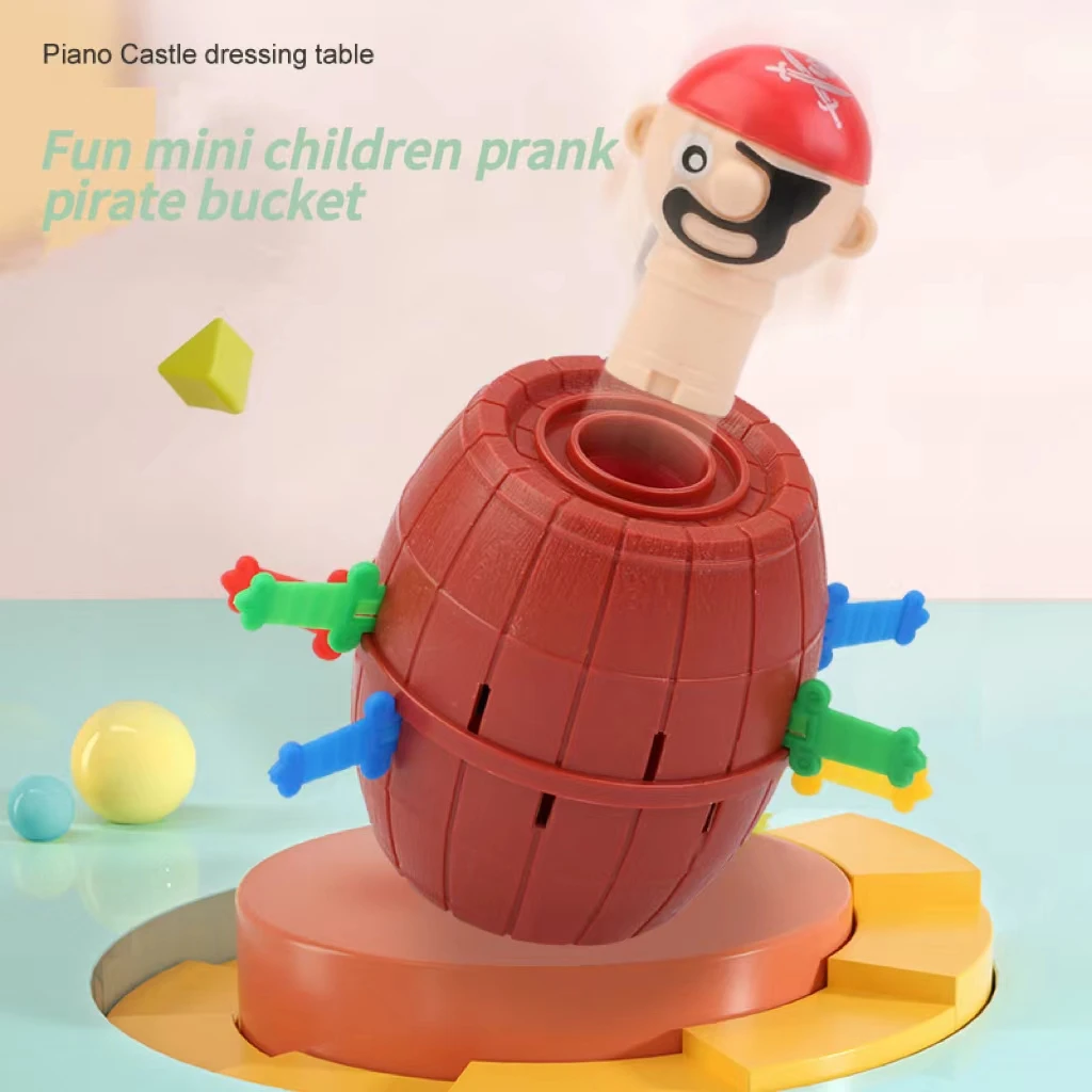 Mini New Funny Pirate Barrel Toys Lucky Game Jumping Pirates Bucket Sword Stab Pop Up Tricky Toy Family Jokes For Child Kid Gift