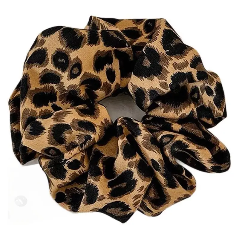 2 Styles Vintage Spicy Girl Leopard Print Scrunchies Large Elastic Hair Bands Female Ponytail Holder Elegant Hair Tie Ropes Gift