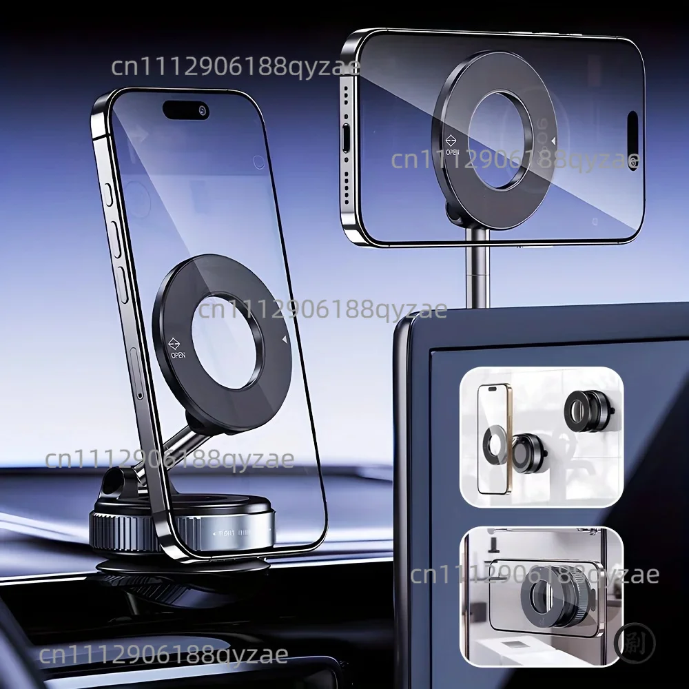 Portable Foldable Magnetic Phone Holder 360° Adjustable Vacuum Mount for Car Dashboard
