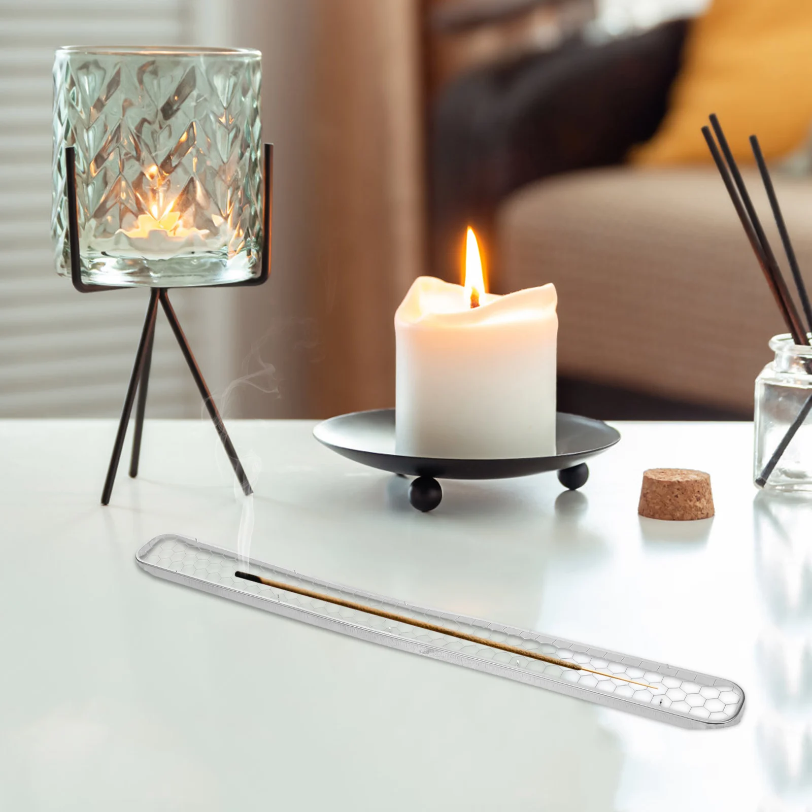 

Honeycomb Stick Tray Fireproof Stainless Steel Desktop Decoration Burner Holder Resistant Hollow Design Censer Insert Tray