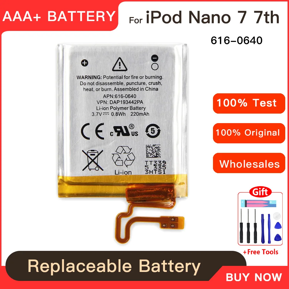 Replacement Battery Nano4 Nano5 Nano6 Nano7 Nano 4 5 6 7 For Apple IPod Nano 4th 5th 6th 7th 616-0407 0531 0640 Battery +Tools