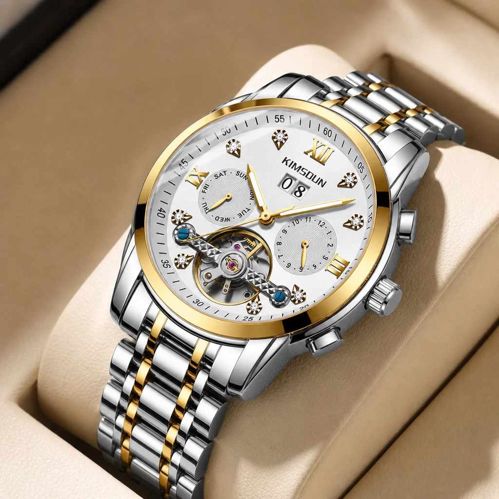 

1pcs Men's white dial alloy strap vintage fashion open heart skeleton details Mechanical Watch for daily business party holiday