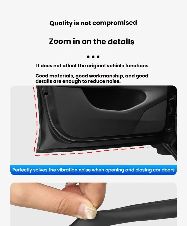 For All Tesla Model YL/Y Juniper 2021-2026 Door Seal Kit Soundproof Rubber Weather Strip Wind Noise Reduction Kit