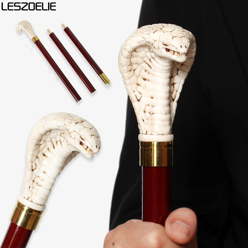 94cm Cobra Walking Stick 3-Piece Red German Beech Wooden Canes for Men And Women Fashionable Party Decorative Walking Sticks