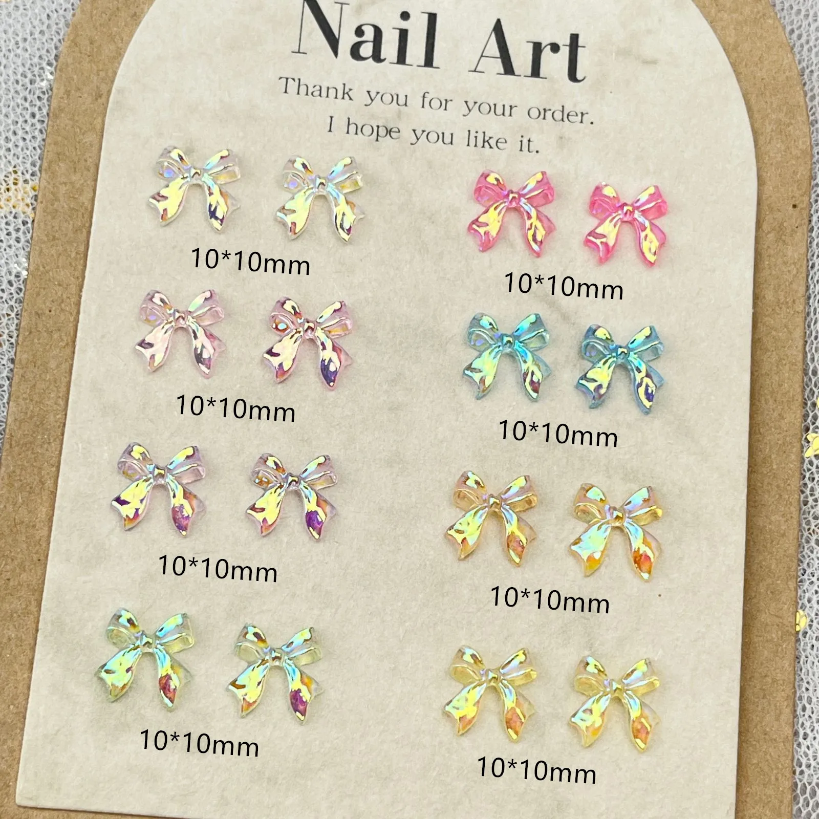 20pcs miniso aurora bow cartoon nail charms for diy nail making kawaii cute resin nail art decoreation