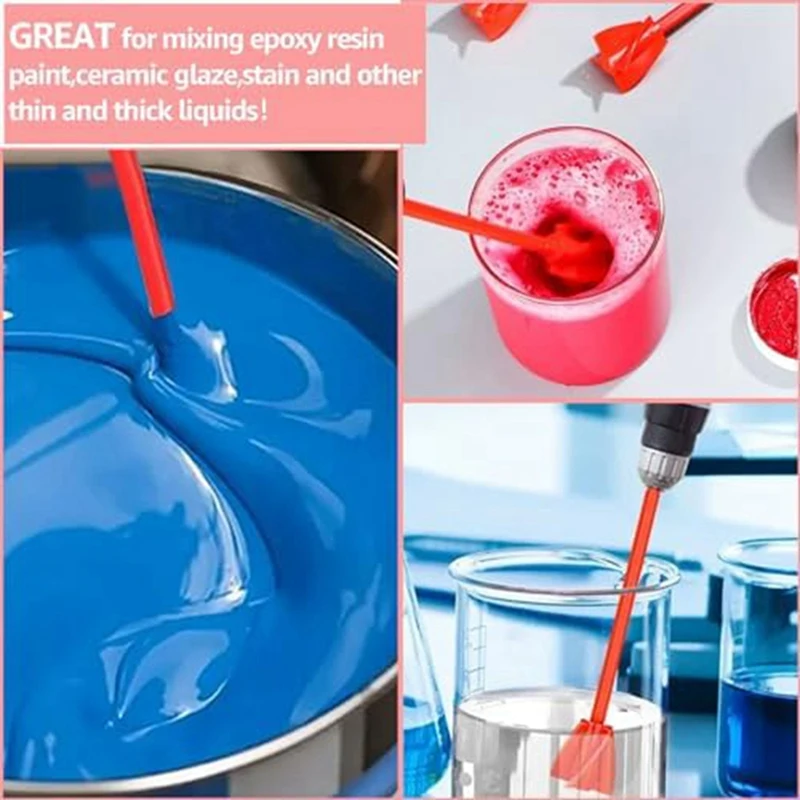 20 Piece Paint Mixer Drill Attachment, Paint Stirrer For Drill, Red Helix Paint Mixer Resin Mixer Epoxy Paddles For Mixing Resin