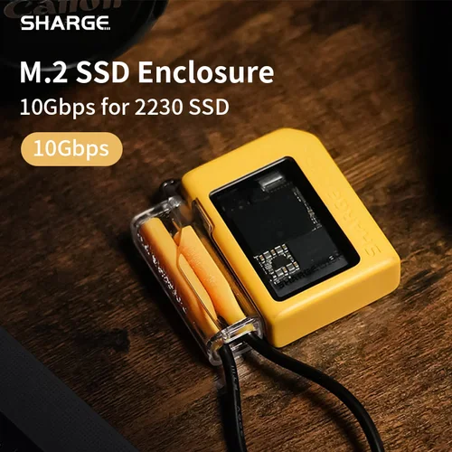 SHARGE M2 SSD carcasa NVMe 10Gbps PCIe USB 3,2 Gen2 adaptador externo sin herramientas con sistema de refrigeración activa para 2230SSD 2TB