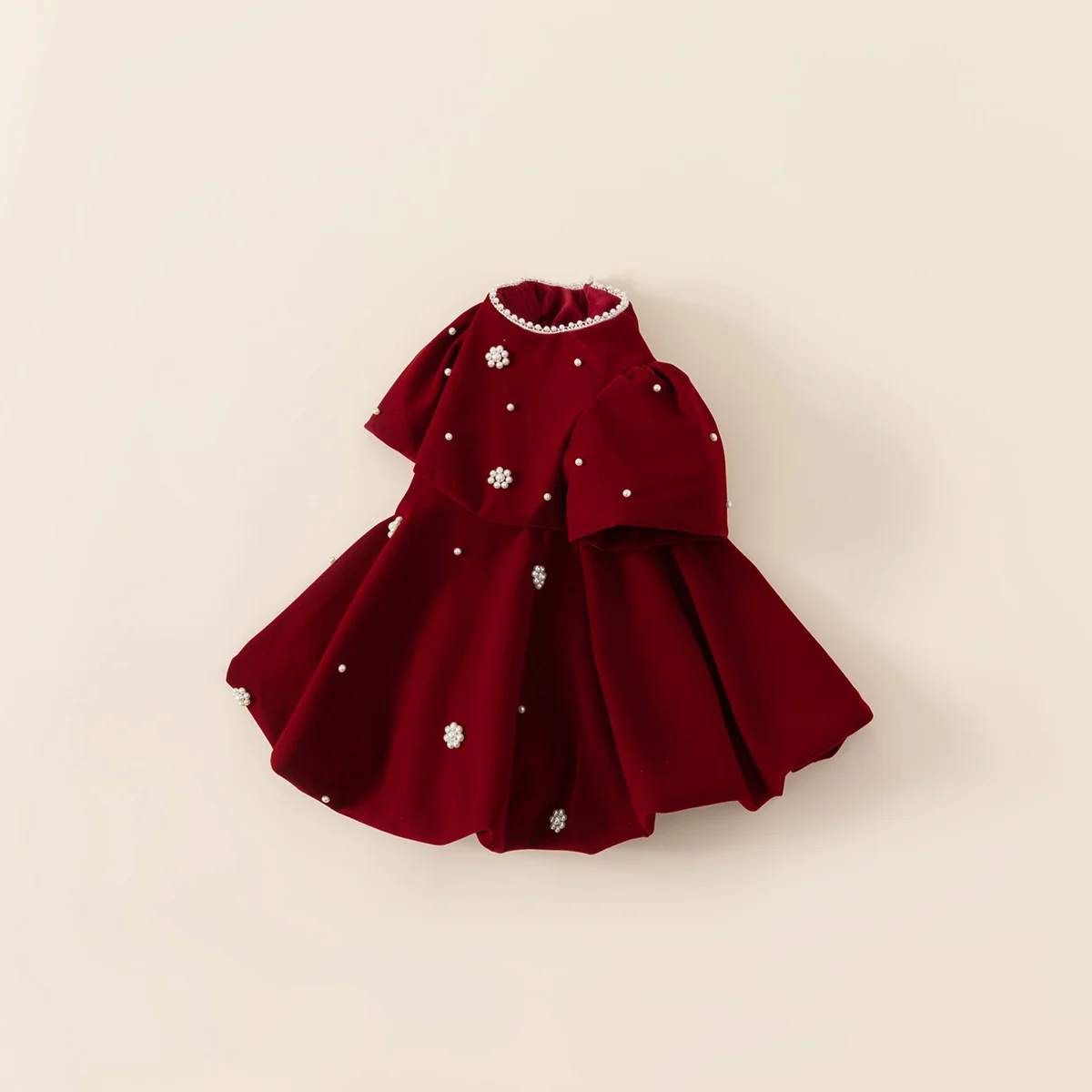 Children\'s Clothing Girls Fall Dresses Christmas Pearl Red Dresses Children\'s Princess Dresses