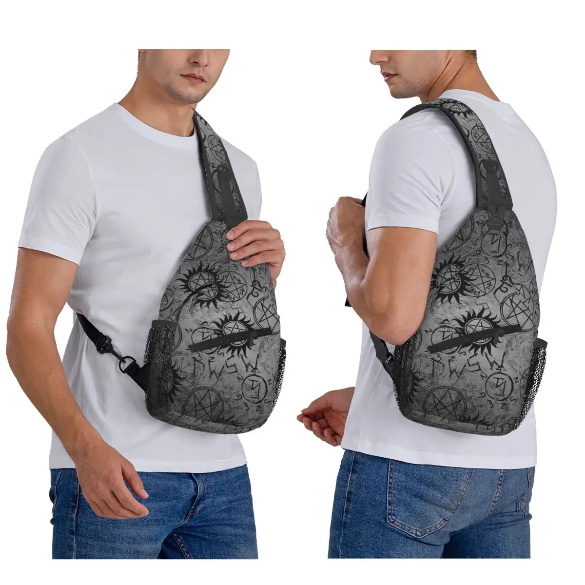 

Supernatural Grey Chest Bag Men Sling Crossbody Backpack Chest Bag Travel Hiking Daypack Shoulder Bag