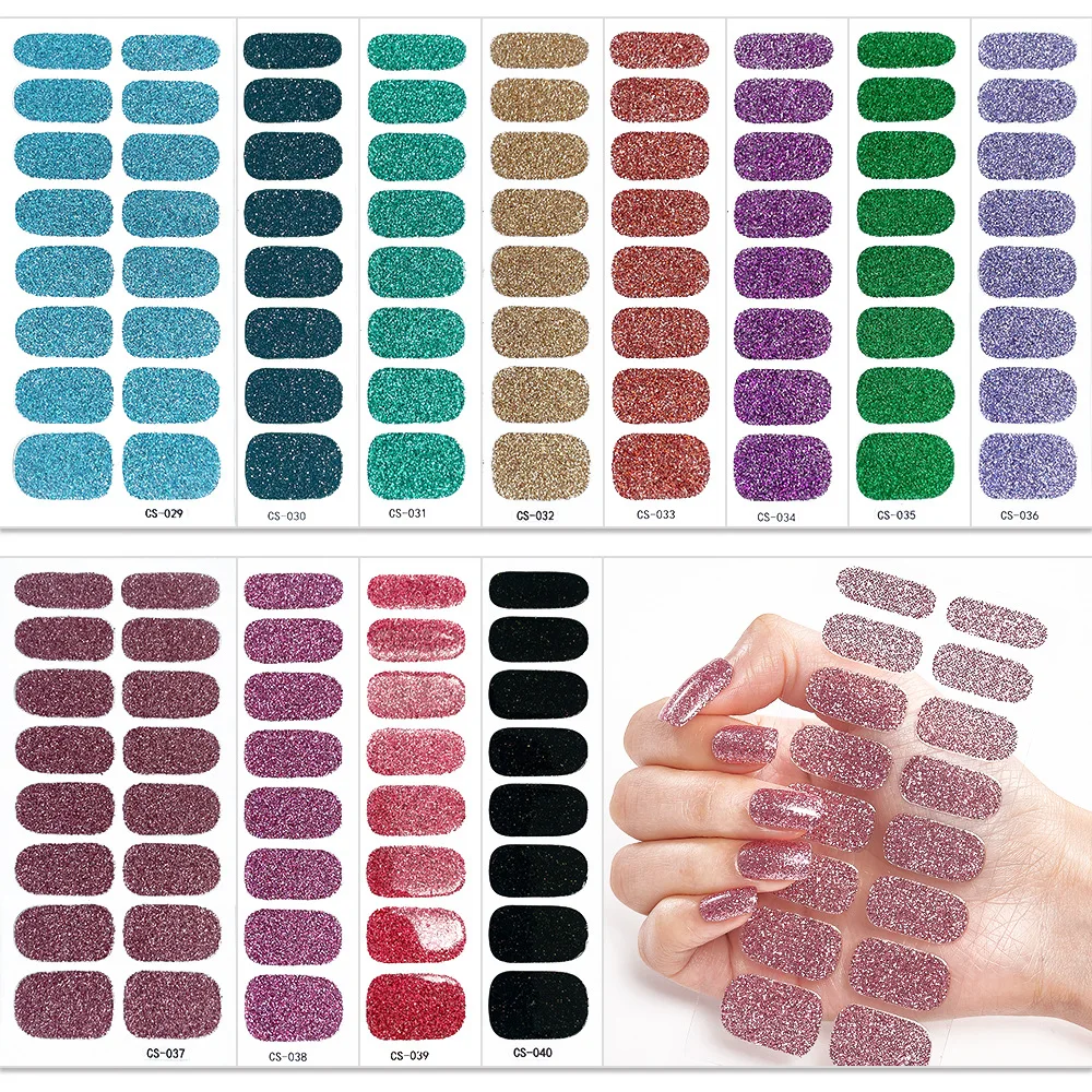 

New 16Tips Full Cover Gradient Nail Stickers Multi Color Self Adhesive Slider No Need Uv Lamp Cured Press on Nail Nail Decora