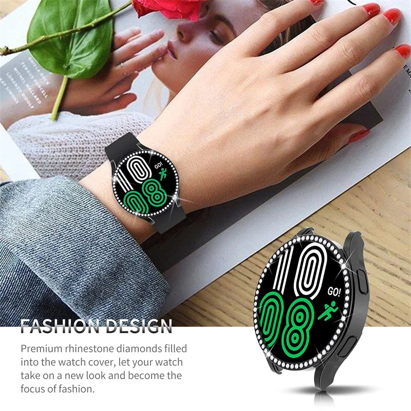 Diamond Case for Samsung Galaxy Watch 5/5 pro/4 44mm 40mm PC Cover All-Around Bumper Protector Galaxy watch4 classic 42mm 46mm