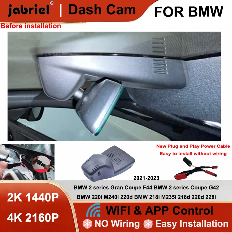 

Видеорегистратор Jabriel New 2K 4K Wifi для BMW 2 серии 220d 220i 218i 218d 228i M240i M235i для BMW G42 F44 2019 2020 2021 2022 2023
