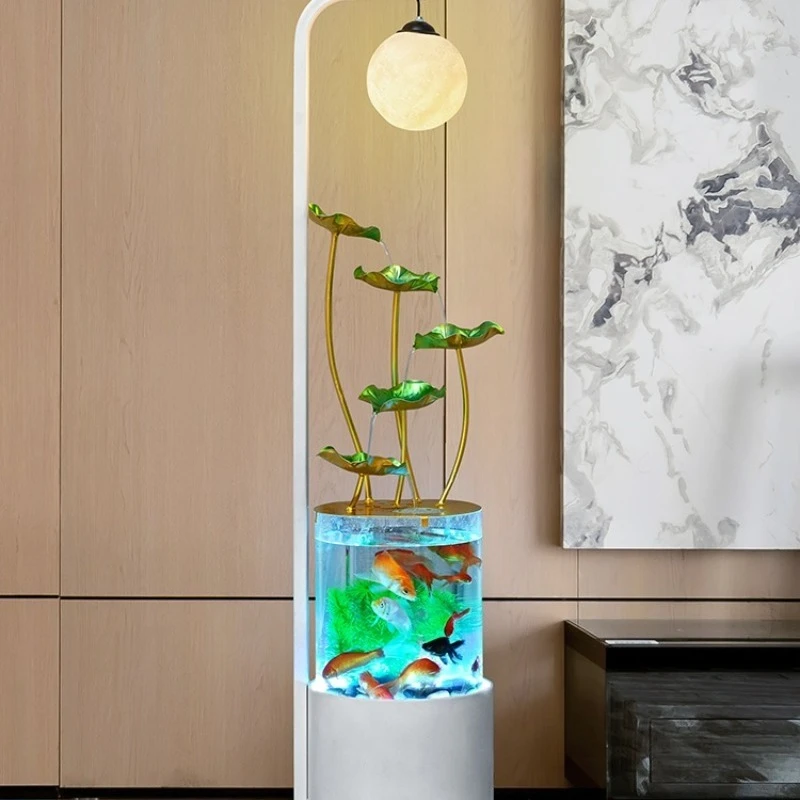 Modern Fish Tank, Flowing Water Ornament, Circulating Water, Living Room Store, High-end Sofa, Floor-to-ceiling Decorative