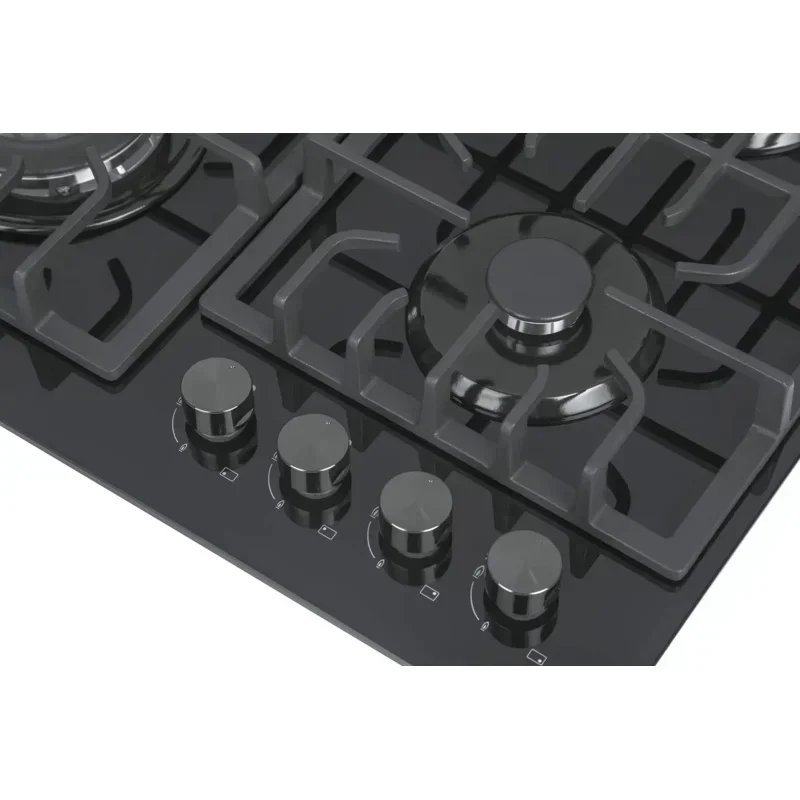 Газовая плита Empava DD224 дюйма, варочная панель, 4 итальянские герметичные горелки Sabaf, трансформируемая закаленная стекло черного цвета, 24 дюйма