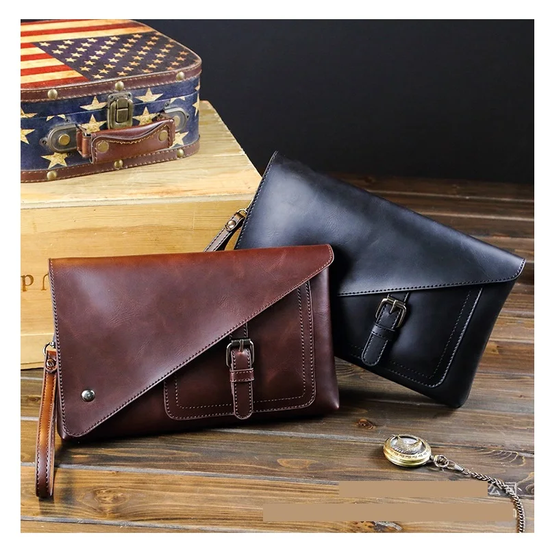 

Retro Man Bag Free Shipping Leather Envelope Cluthes Bag Fashion Men Phone Bags