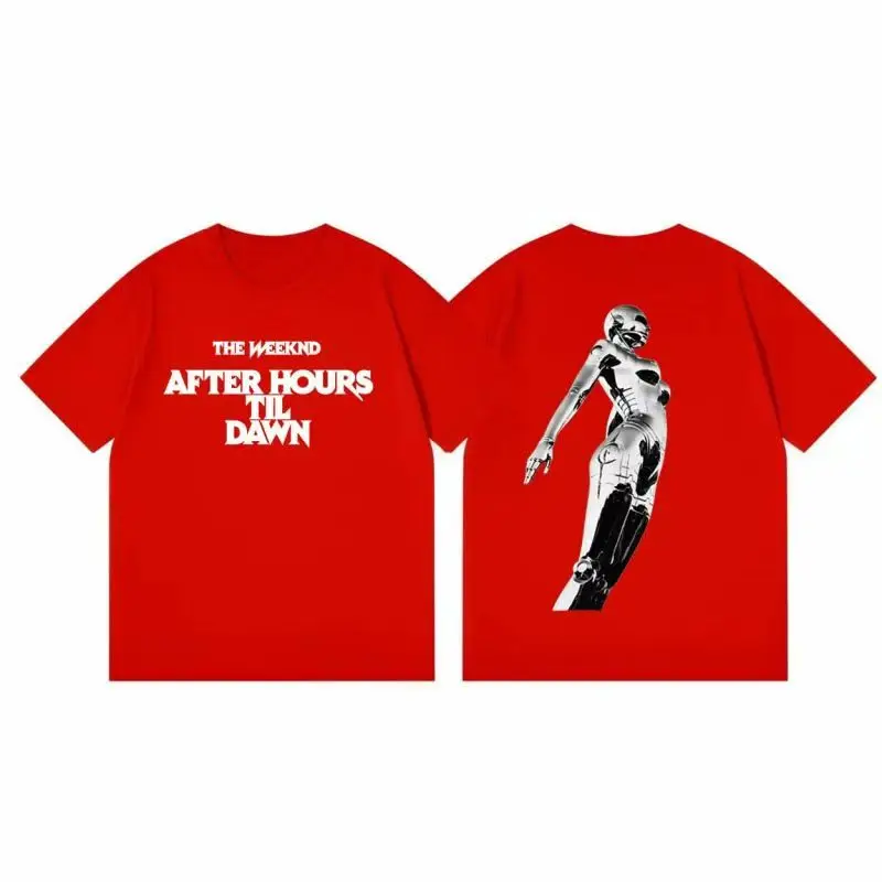 Retro Futuristic Robot Graphic T Shirt Men Double Sided Print Crew Neck Oversized Short Sleeve Tops Streetwear Unisex Tees