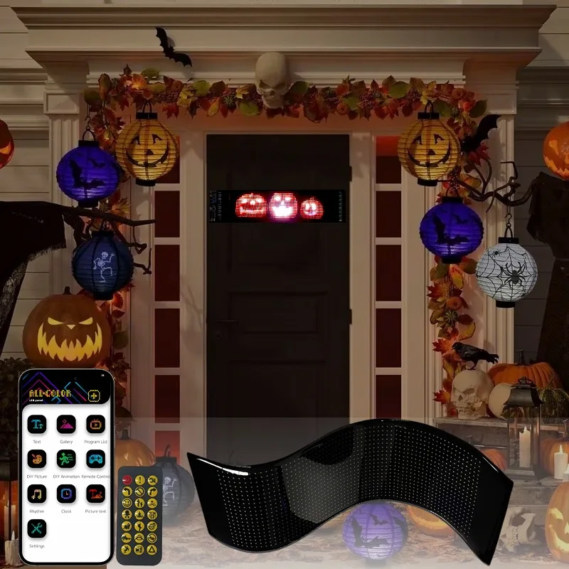 Programmable LED Sign, Led Car Sign with Bluetooth APP Control, DIY Design Animations, halloween decorations indoor