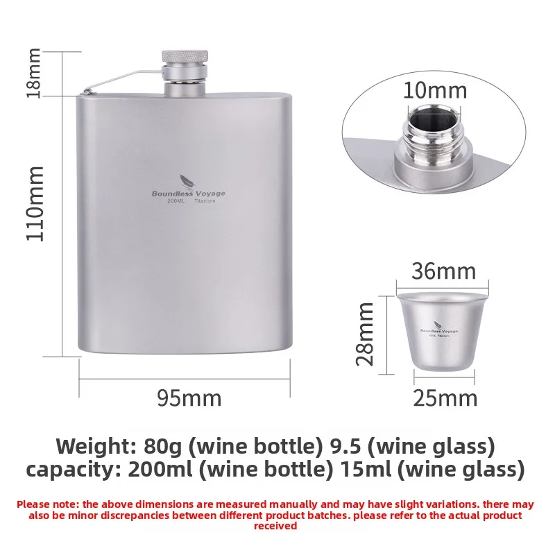 

Portable Pure Titanium Outdoor White Wine Pot Square Cam Travel Water Bottle Adult Direct Drinking No Insulation Function